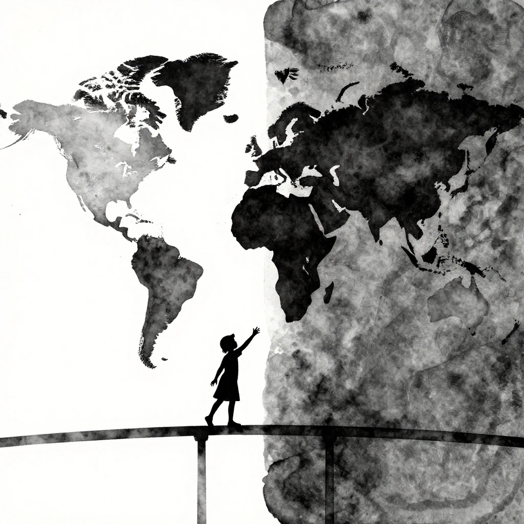 A conceptual image in vibrant watercolor style, showing a wo...