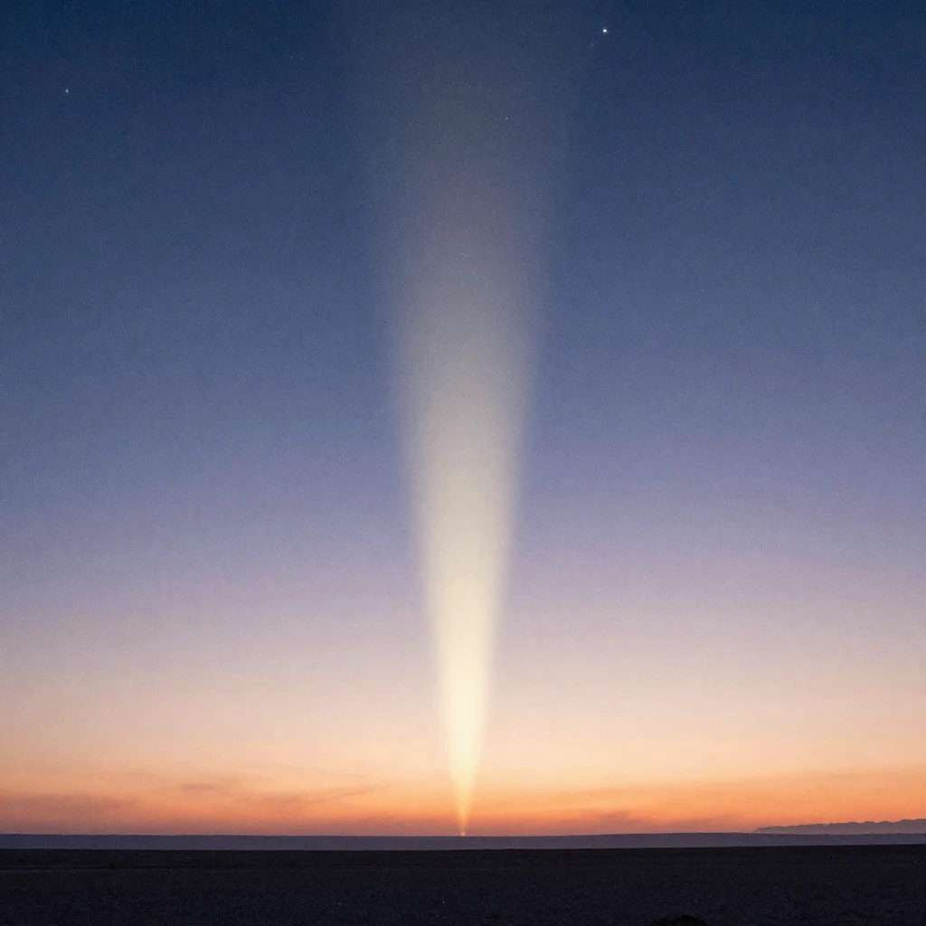 A vast horizon under a twilight sky, soft glowing radio wave...