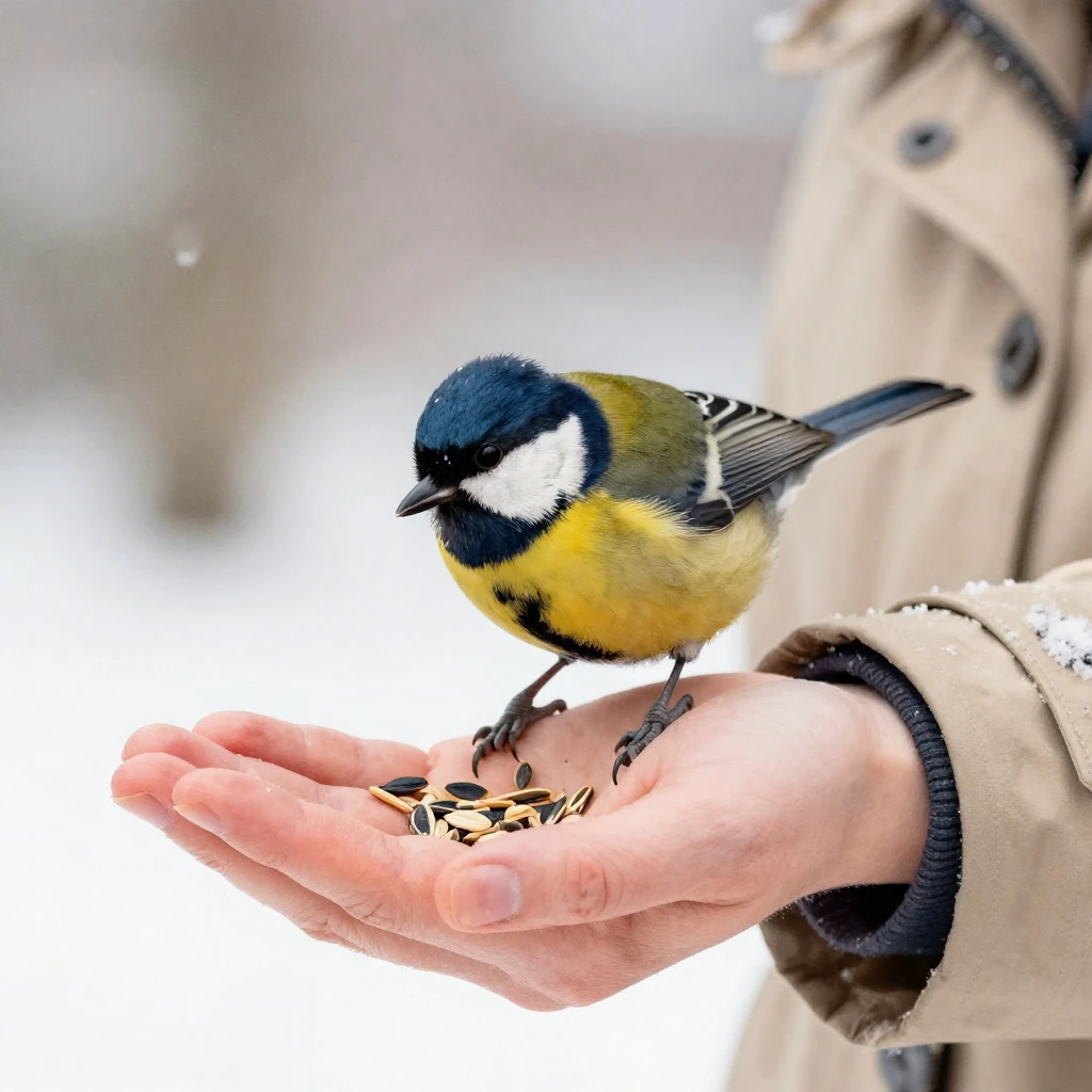A vibrant watercolor painting focusing on a small titmouse d...