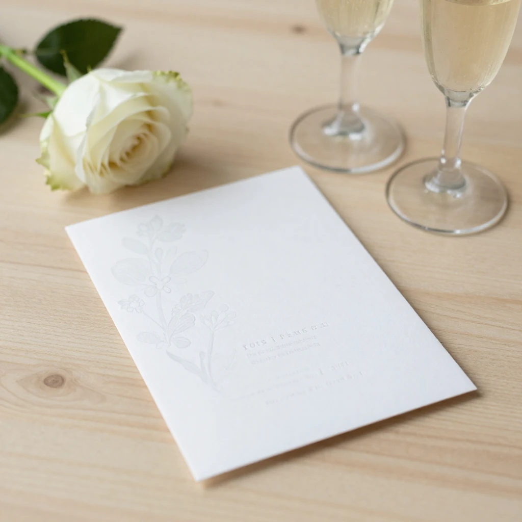 A minimalist and elegant wedding invitation card, with a sub...