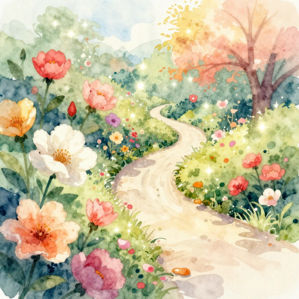 A vibrant illustration in watercolor style featuring beautif...