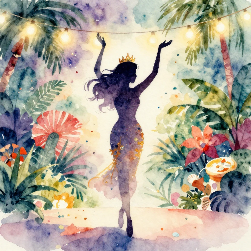 Vibrant watercolor painting of a festive birthday celebratio...