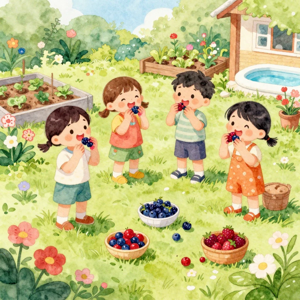Vibrant watercolor illustration depicting children enjoying ...