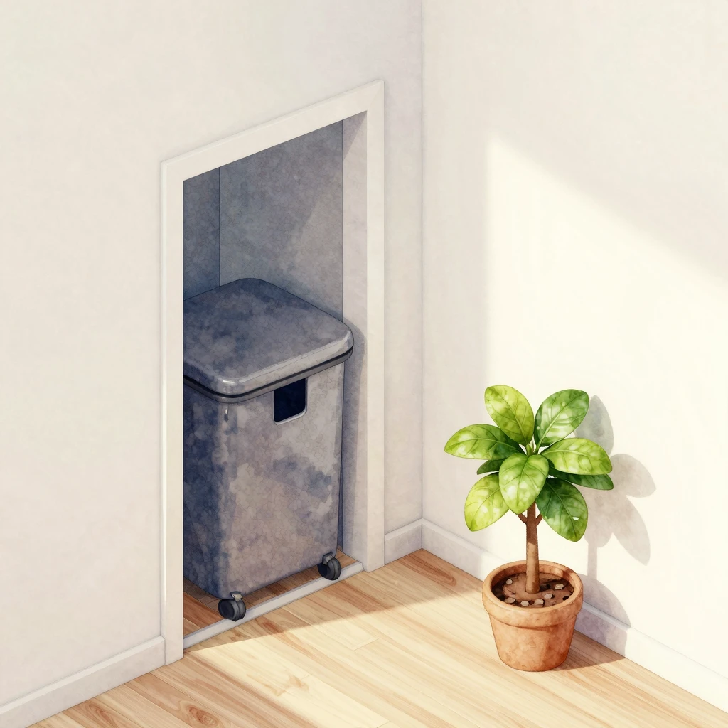 Watercolor style. A cozy and clean modern apartment hallway ...