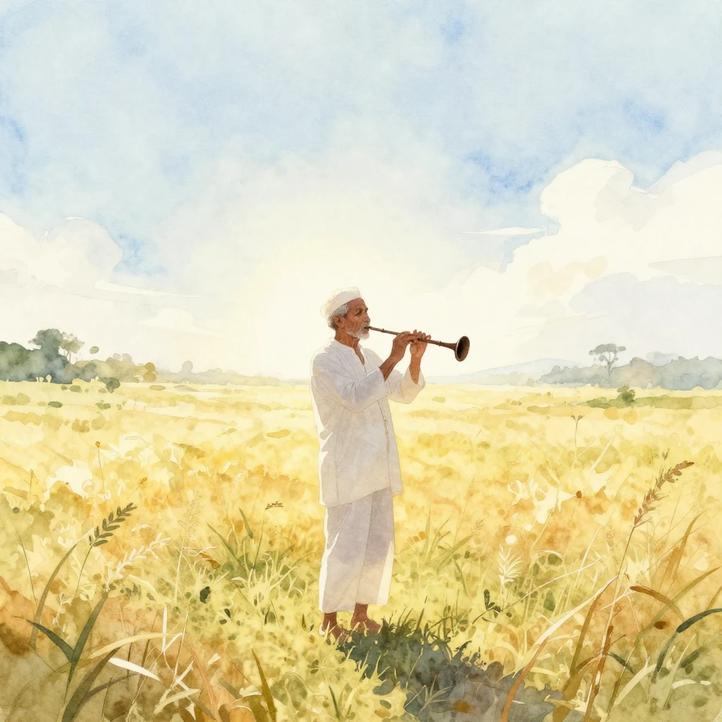 A subtle, almost translucent silhouette of an old man in tra...