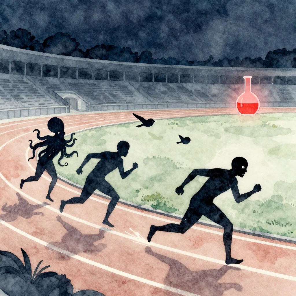 A detailed watercolor and minimalist style image. Dark silho...