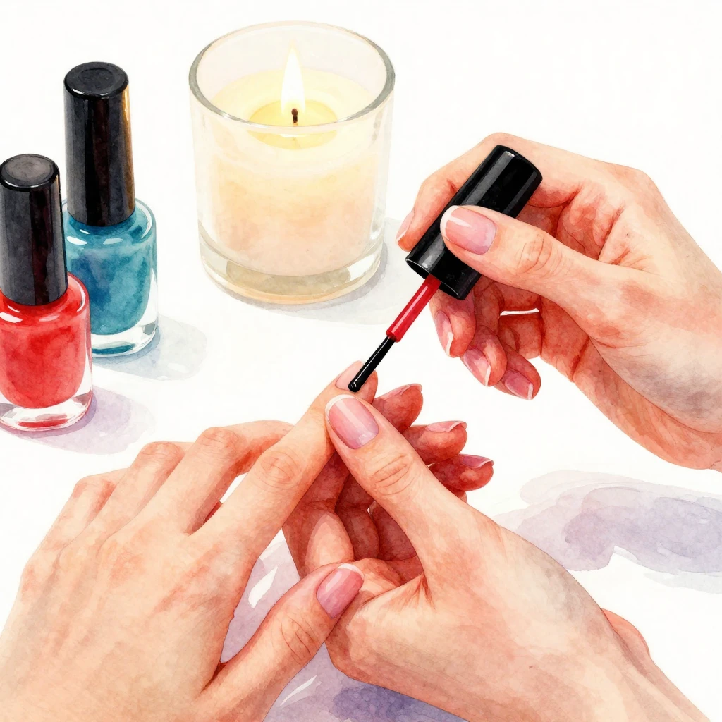 A vibrant watercolor illustration focusing on a woman's hand...