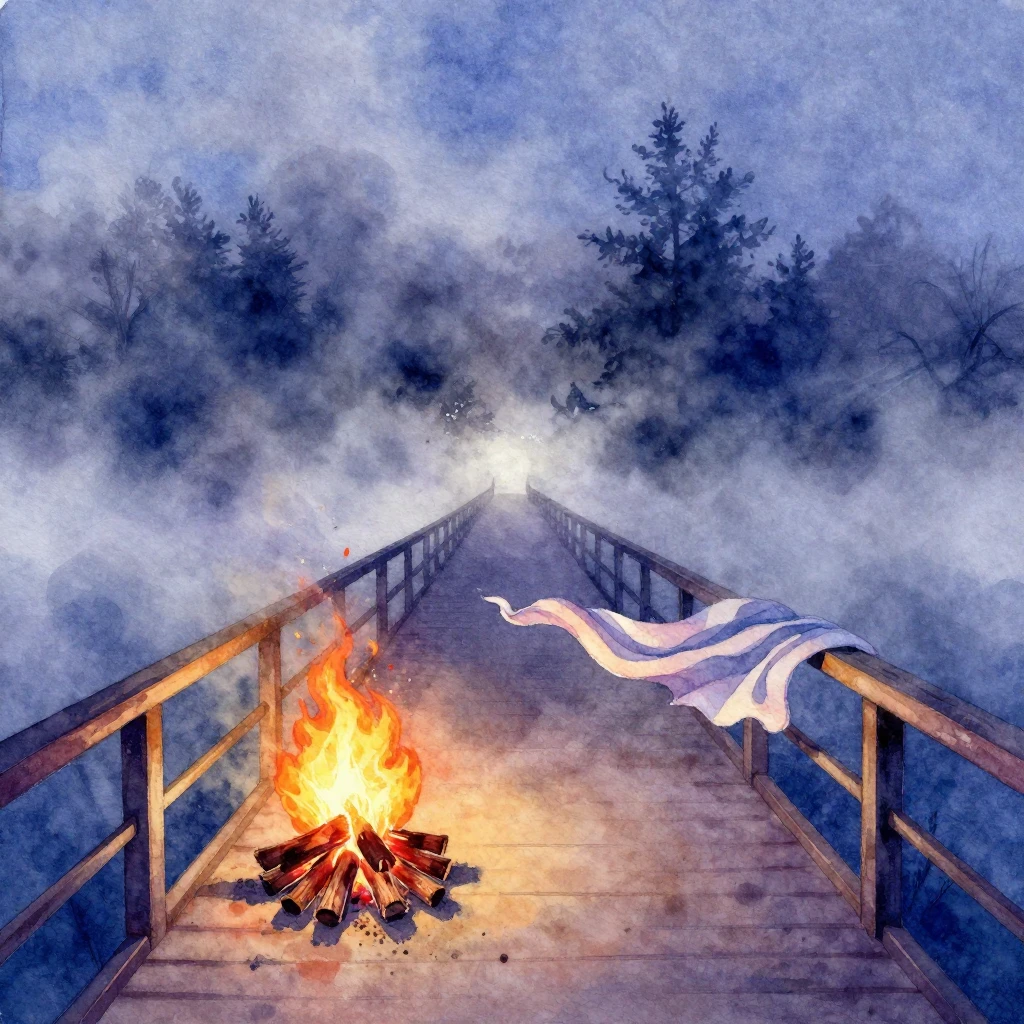 A vibrant watercolor painting of a bridge disappearing into ...