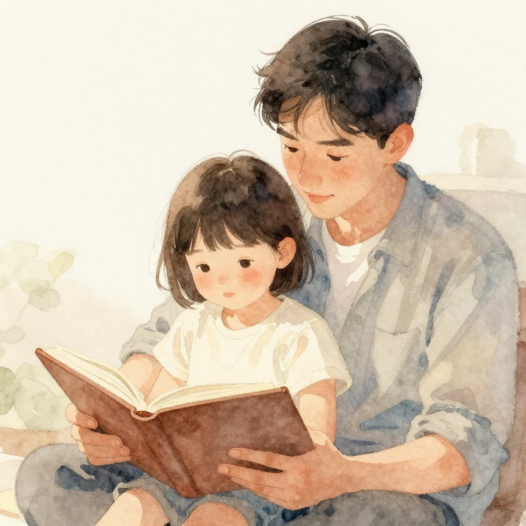 A gentle watercolor painting portraying a tender moment betw...
