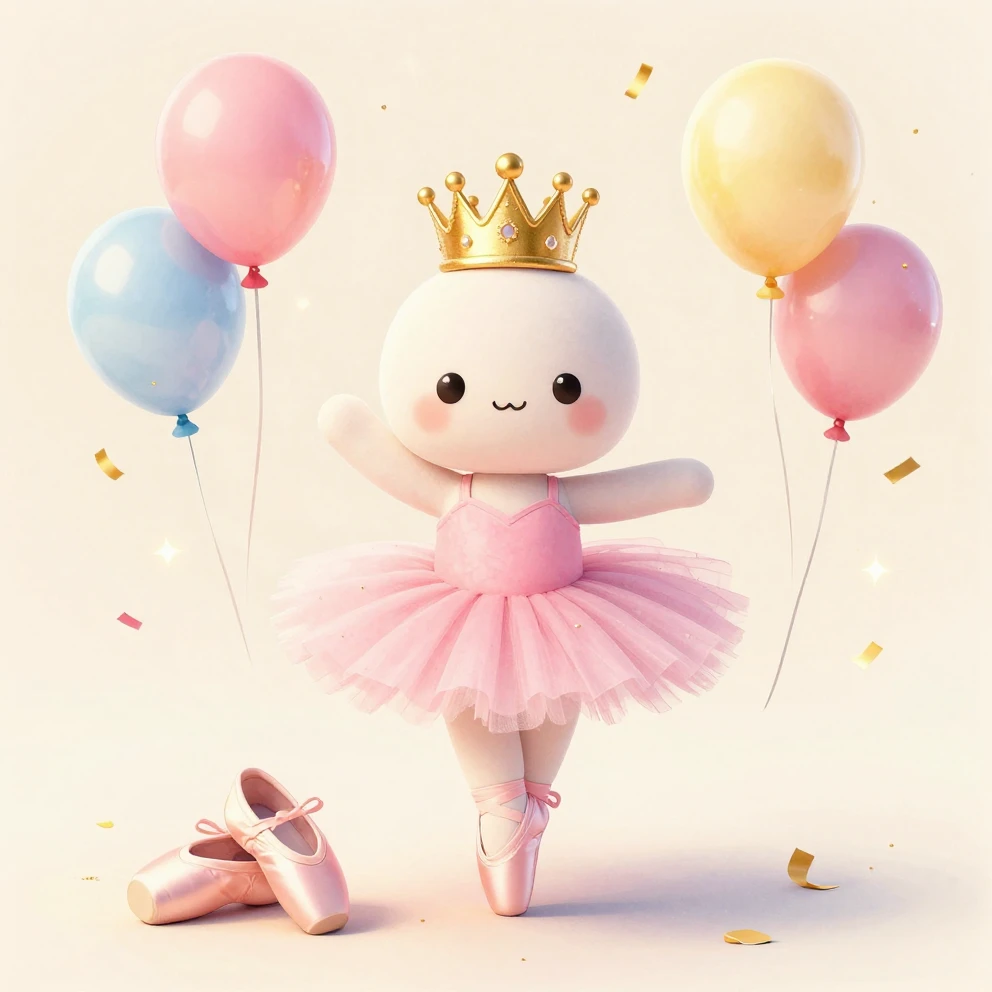 Watercolor style festive scene with a cute pink ballerina tu...