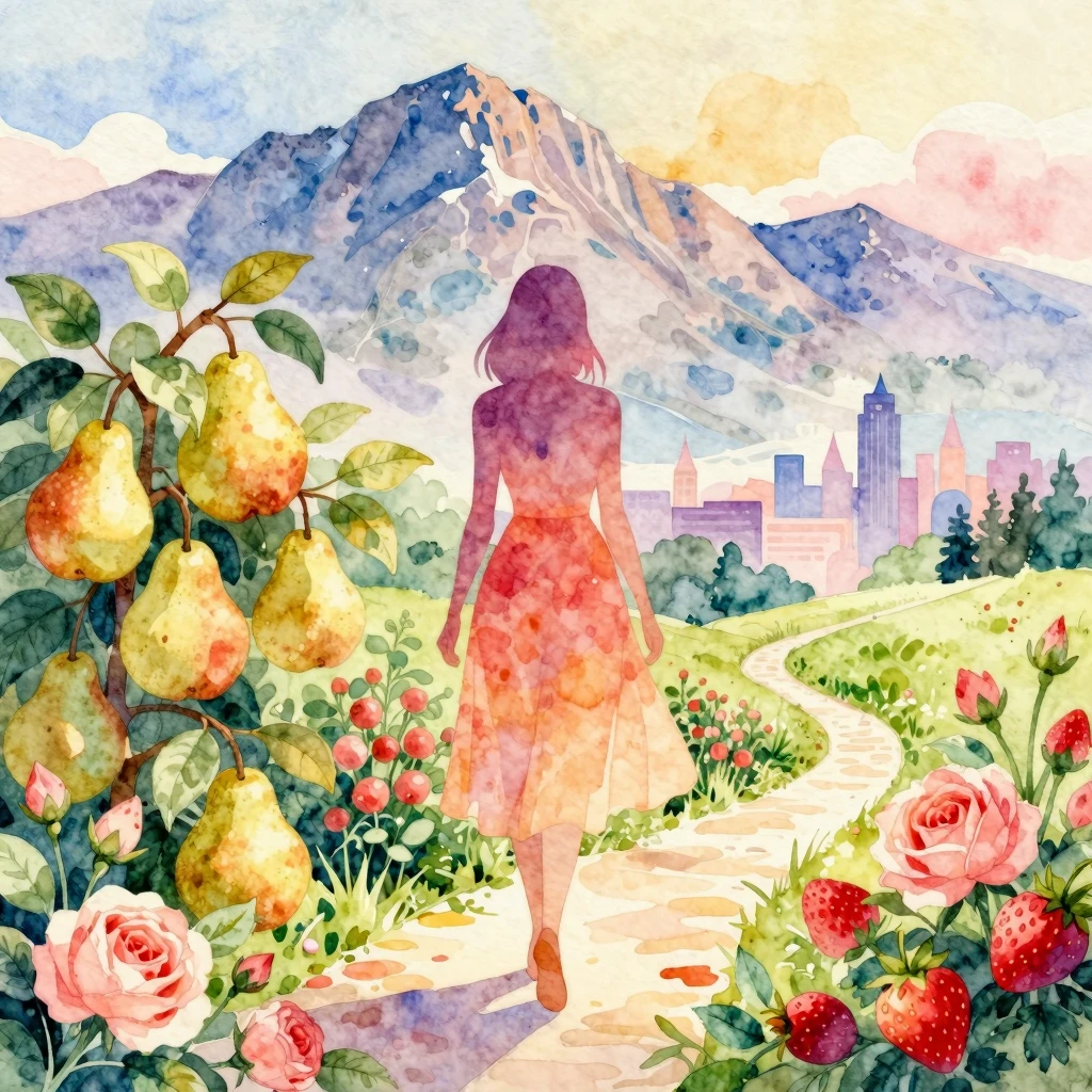 Vibrant watercolor illustration for a birthday card, featuri...