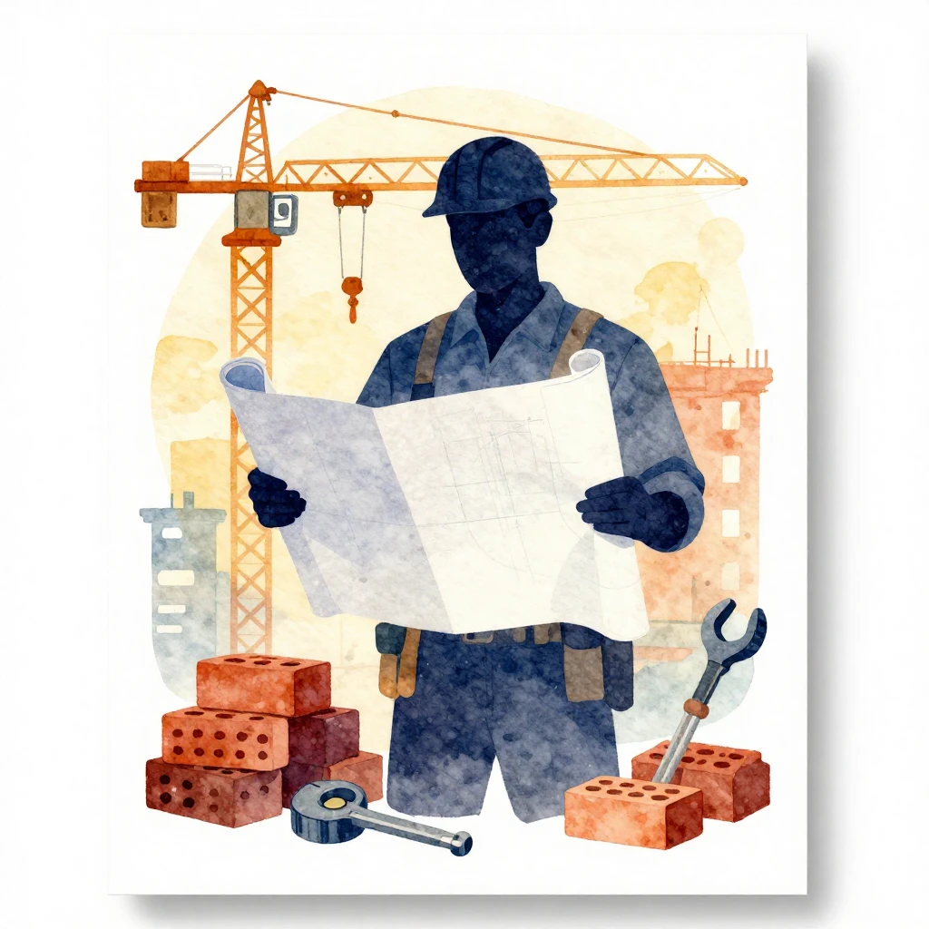 Vibrant watercolor style illustration depicting a constructi...