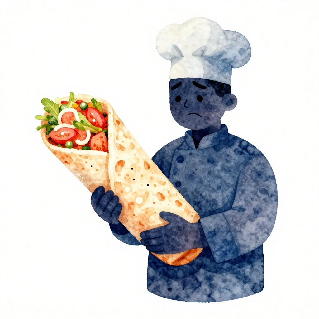 Watercolor cartoon style illustration of a silhouette of a s...