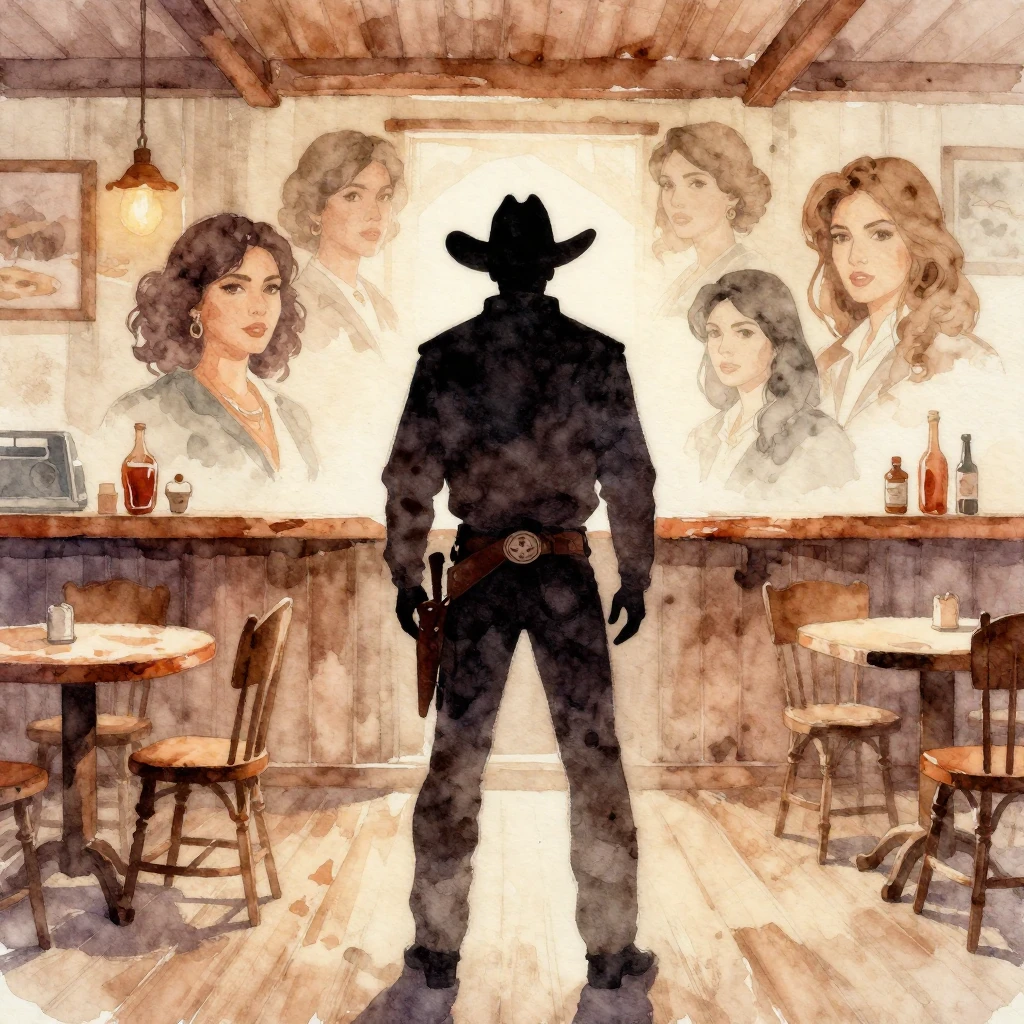 Vibrant watercolor painting of an old west saloon interior. ...