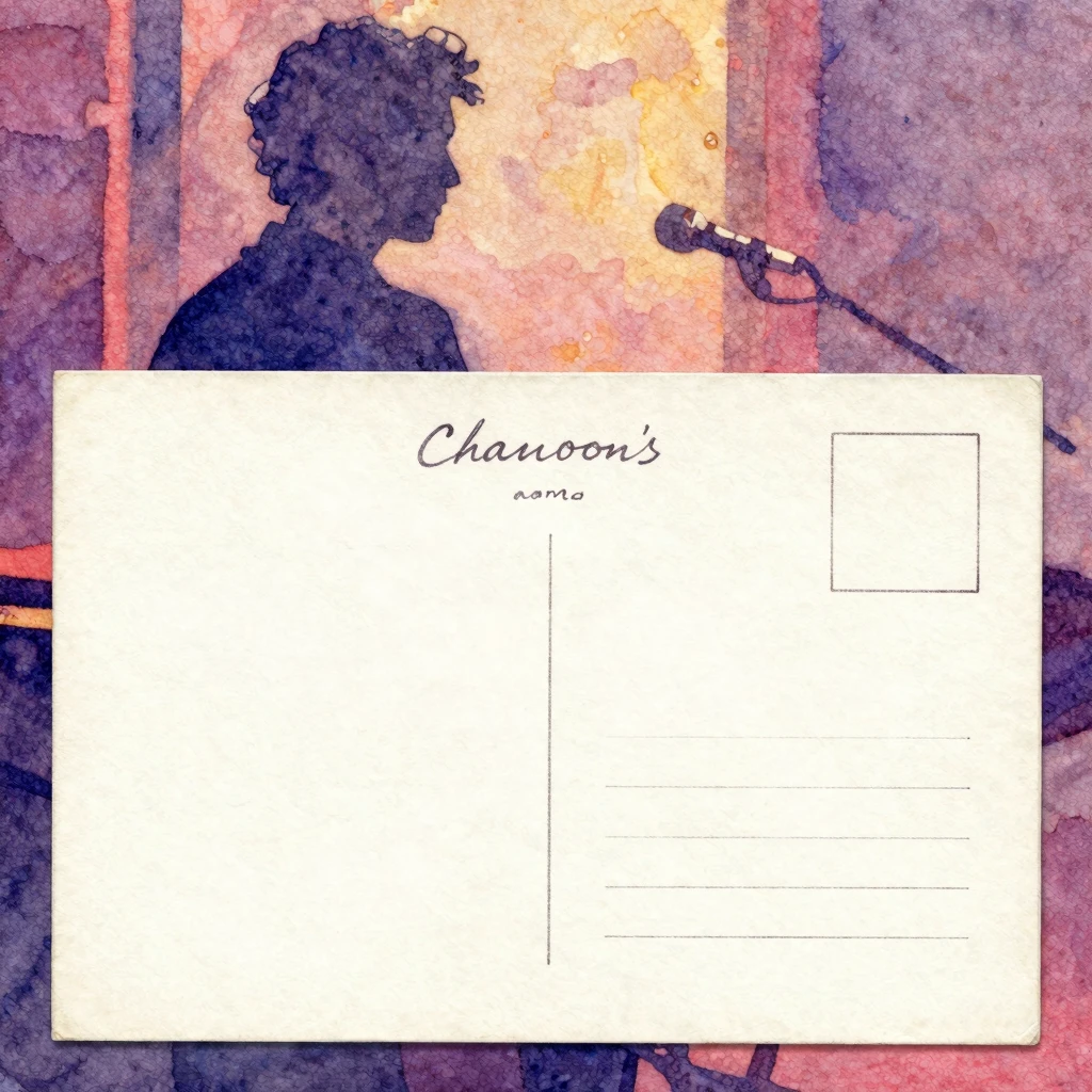 Vibrant watercolor style. Vintage postcard, white sheet of p...