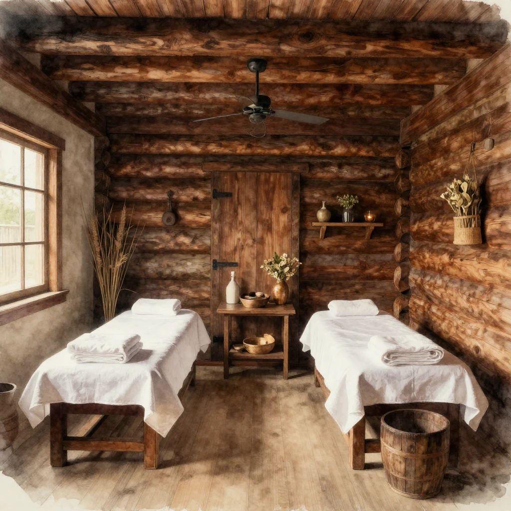 A traditional wellness space interior, reminiscent of a hist...