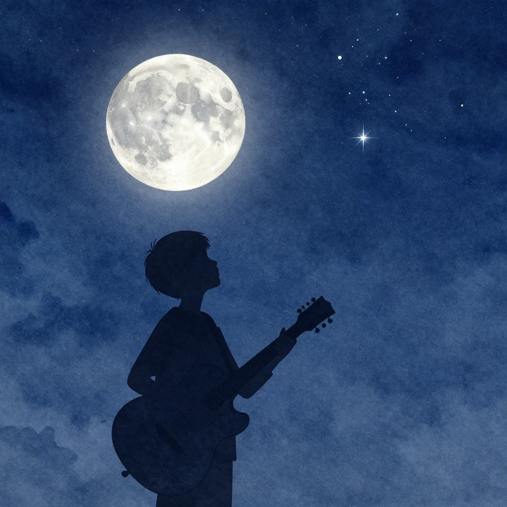 A minimalist watercolor silhouette of a teenager holding a g...