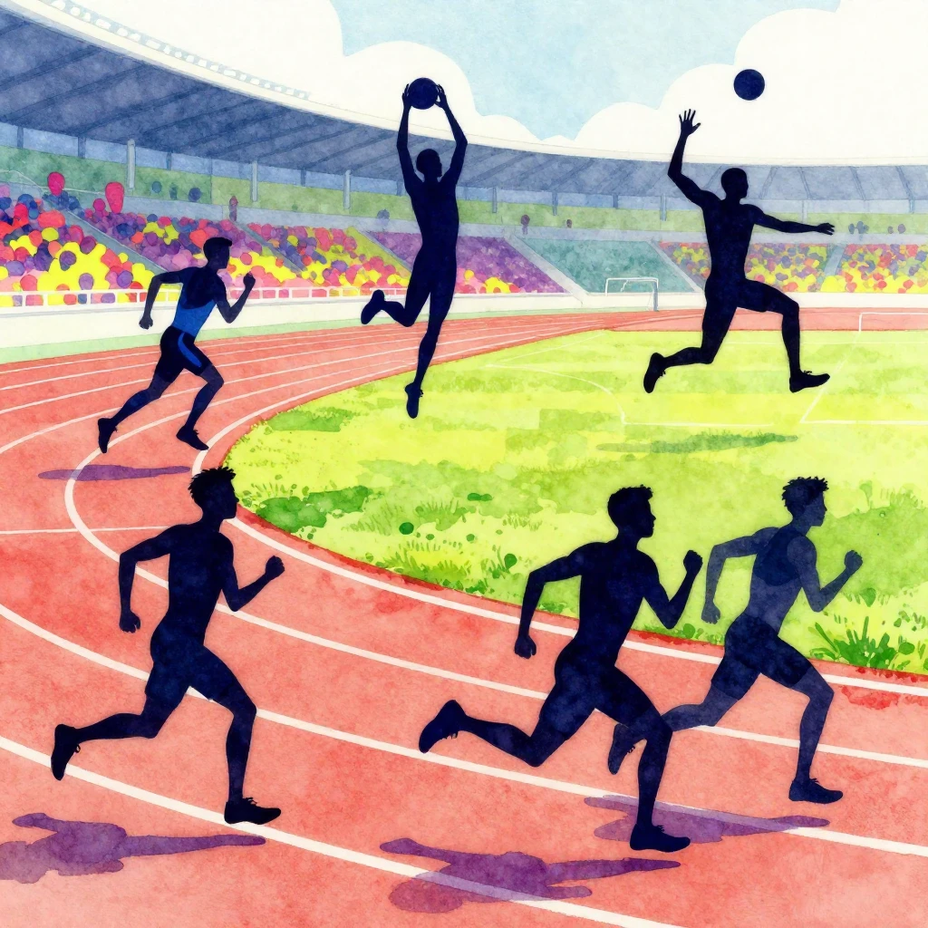 A watercolor painting capturing the dynamic silhouettes of a...