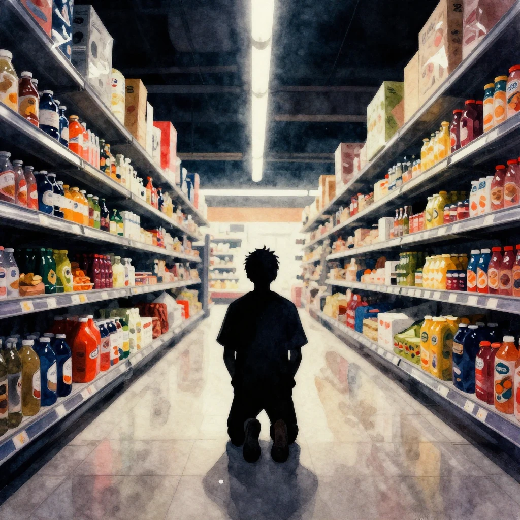 A watercolor painting of a silhouette of a person kneeling i...