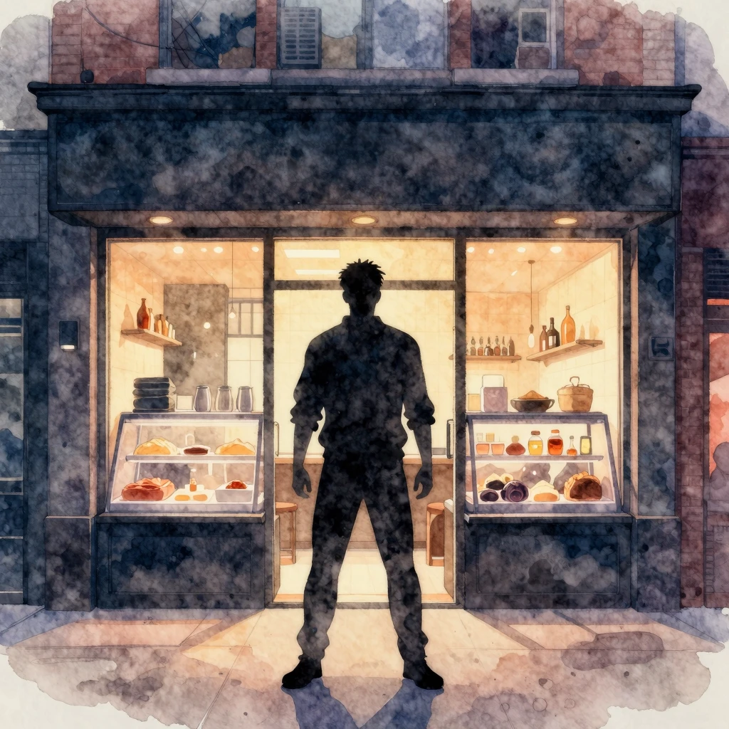 Watercolor style. A silhouette of a confident man standing i...