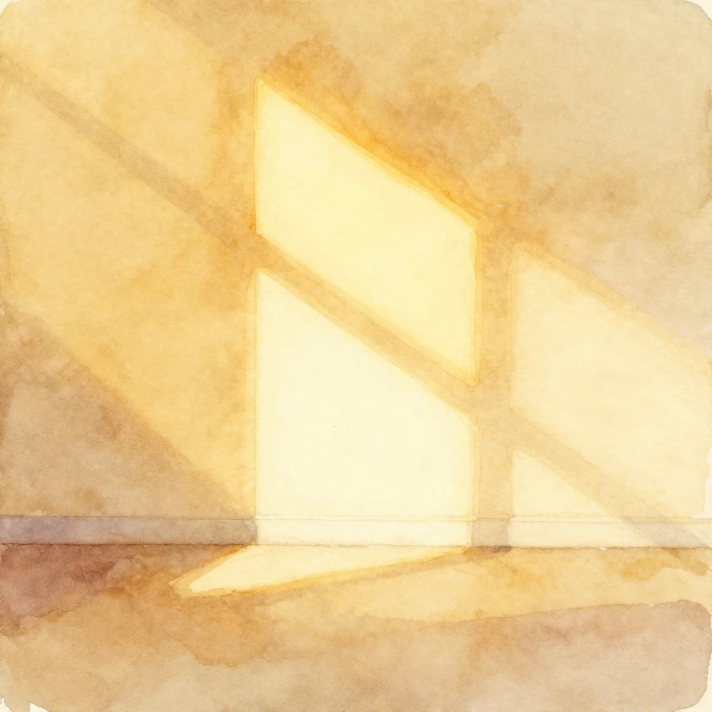 A watercolor painting dominated by warm golden light, castin...