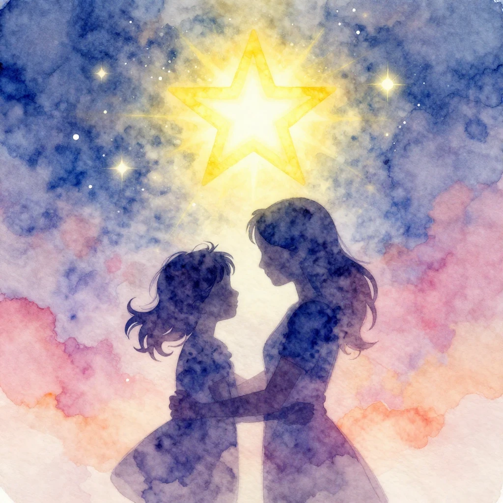 An uplifting watercolor artwork portraying a magical and hop...