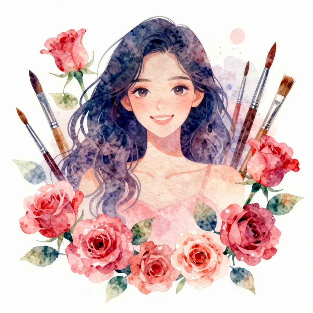 A vibrant watercolor silhouette of a young woman, surrounded...