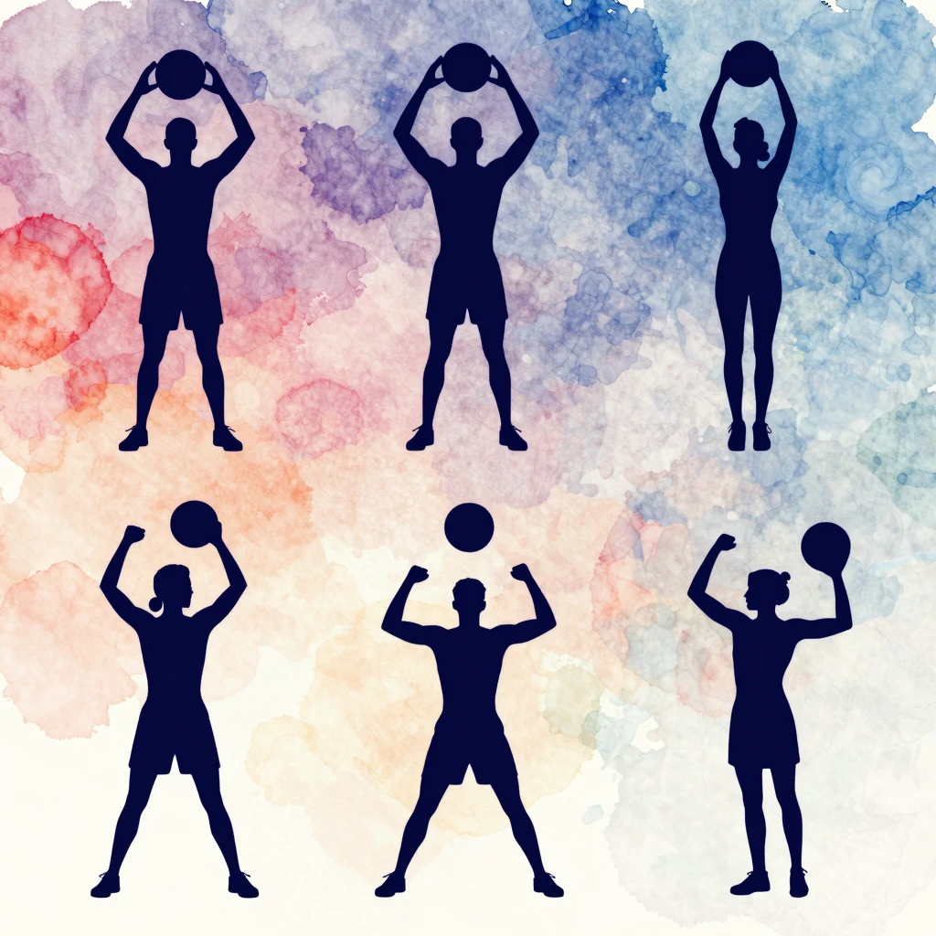 Watercolor style. Silhouettes of athletes in dynamic poses, ...