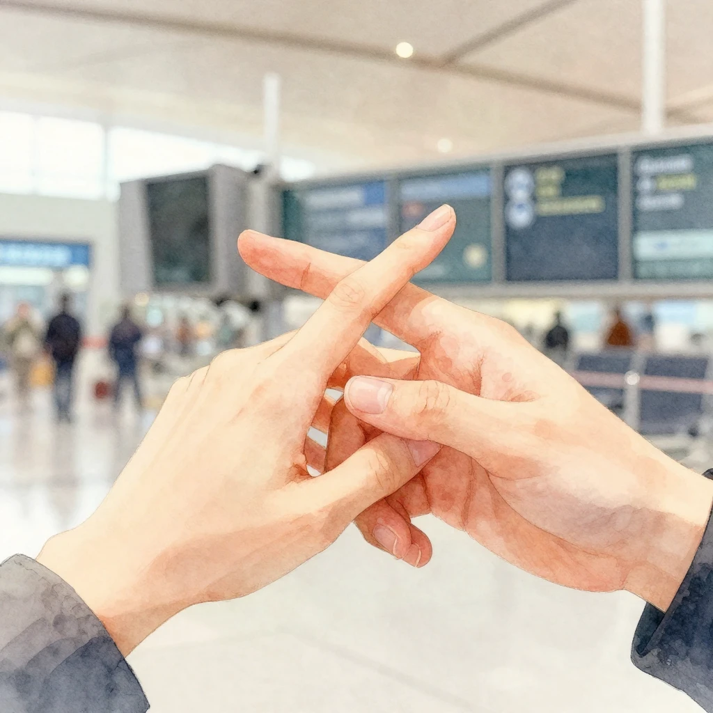 A close-up watercolor illustration of two hands finally touc...