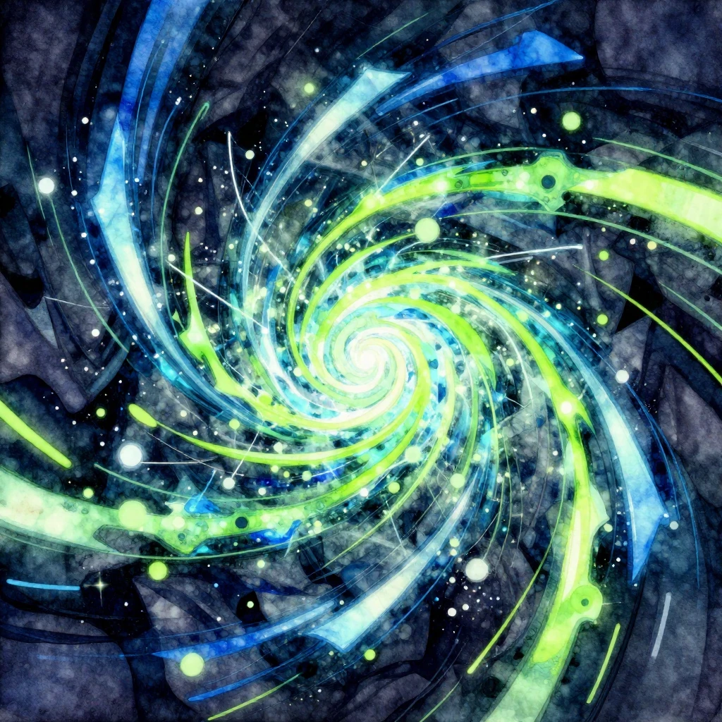 A vibrant watercolor illustration, abstract and dynamic, des...