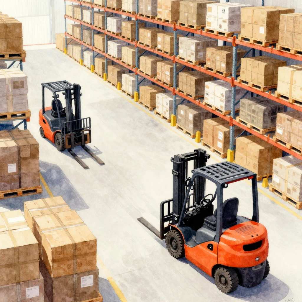 A vibrant watercolor illustration showcasing logistics and e...