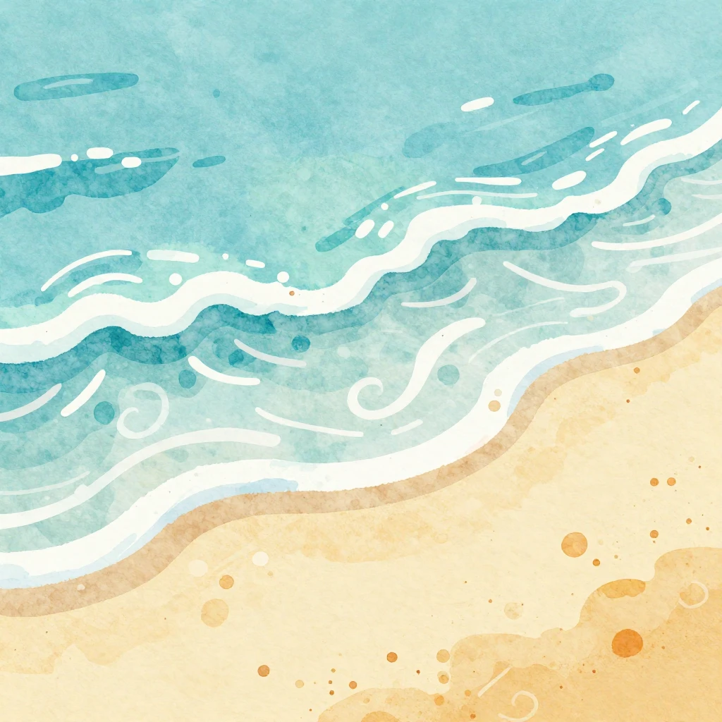 Vibrant watercolor illustration with subtle hints of a beach...