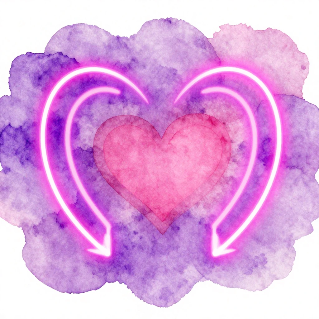 Vibrant watercolor style. Abstract art, glowing neon lines f...