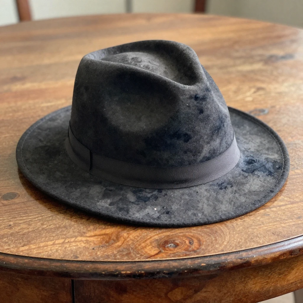 A watercolor painting of a stylish fedora hat resting on a v...