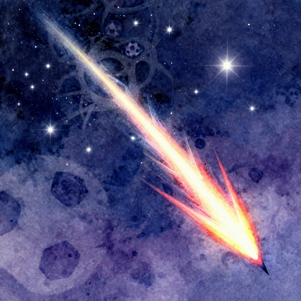 Vibrant watercolor style. A vibrant comet soaring through a ...
