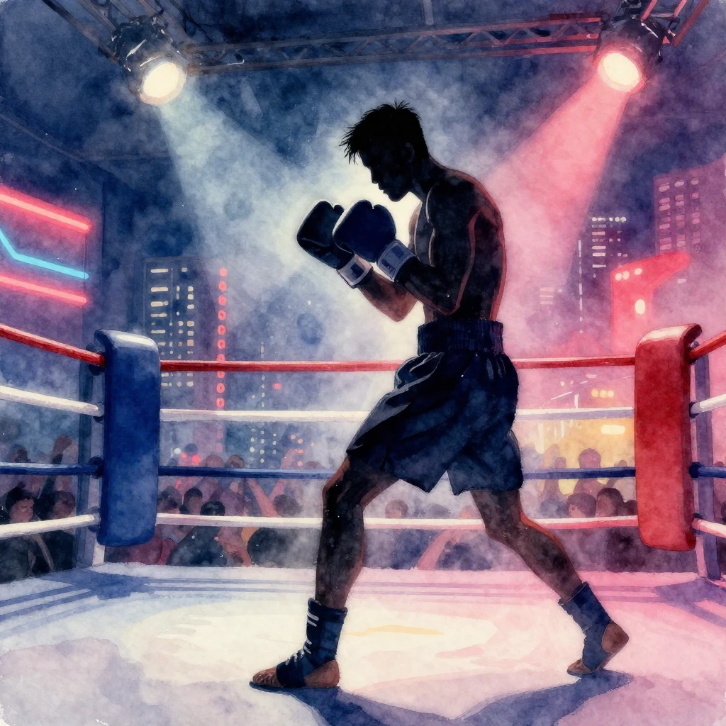 A dynamic watercolor painting depicting a silhouette of a fi...