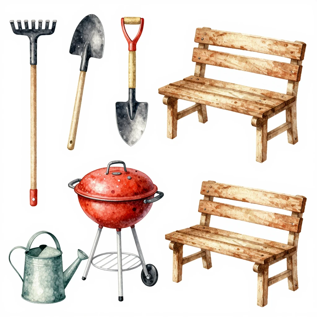 A vibrant watercolor illustration for a garden and picnic su...