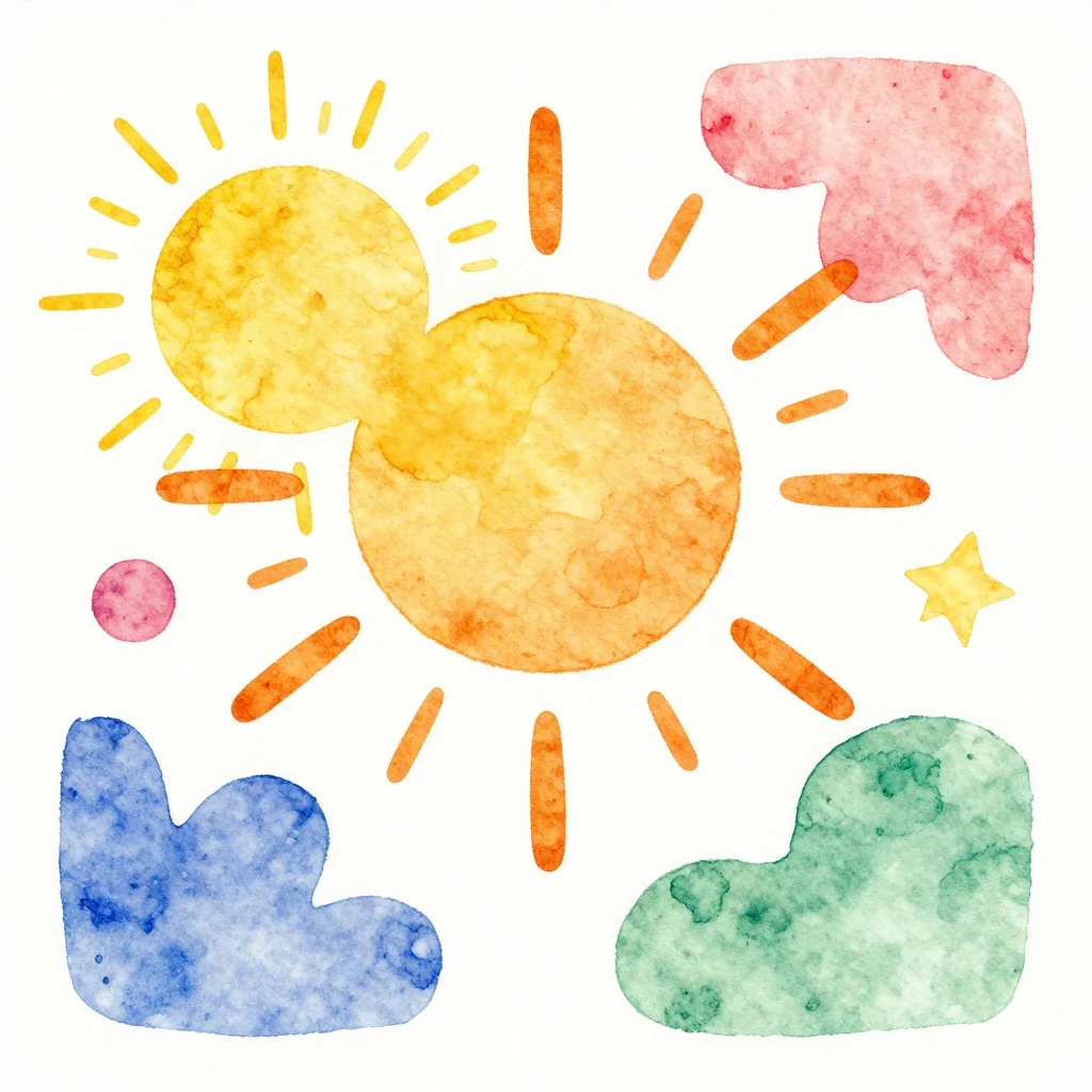 A vibrant watercolor birthday card design, featuring a brigh...