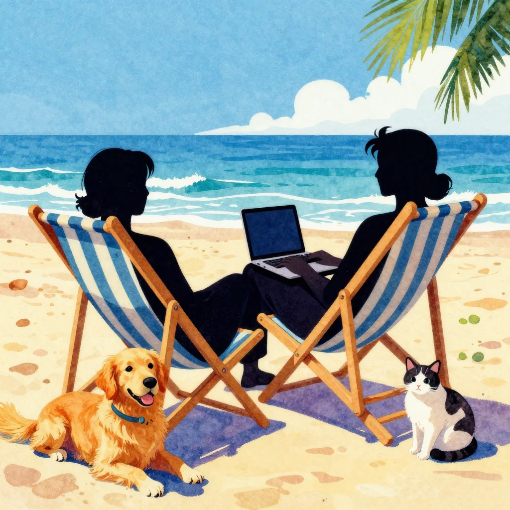 A vibrant watercolor painting in a pop art style, showing a ...