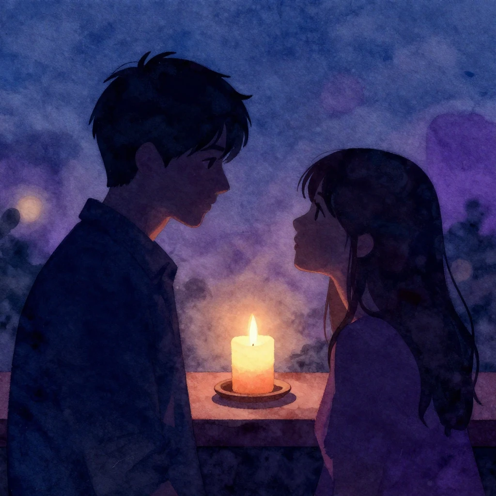 Two silhouettes, one slightly larger, facing each other in a...