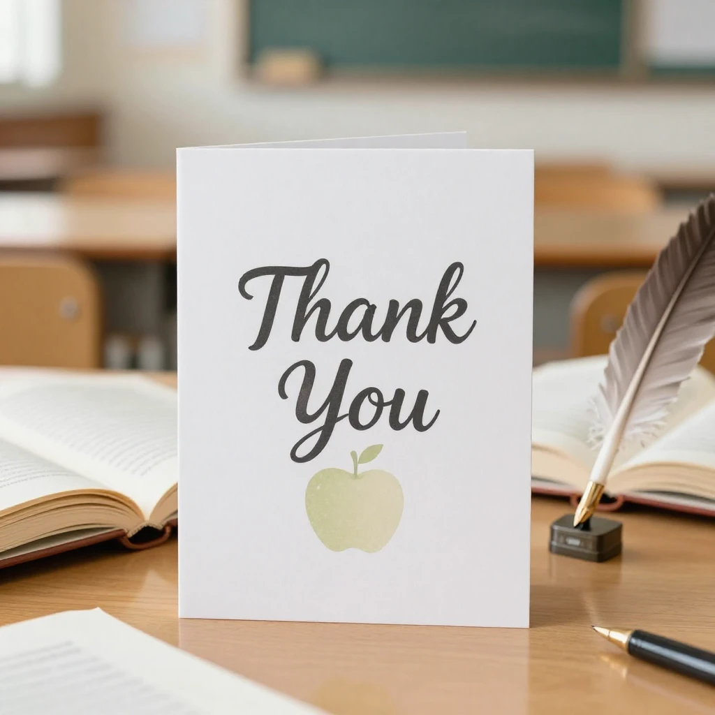 A beautifully designed thank you card with a subtle apple mo...