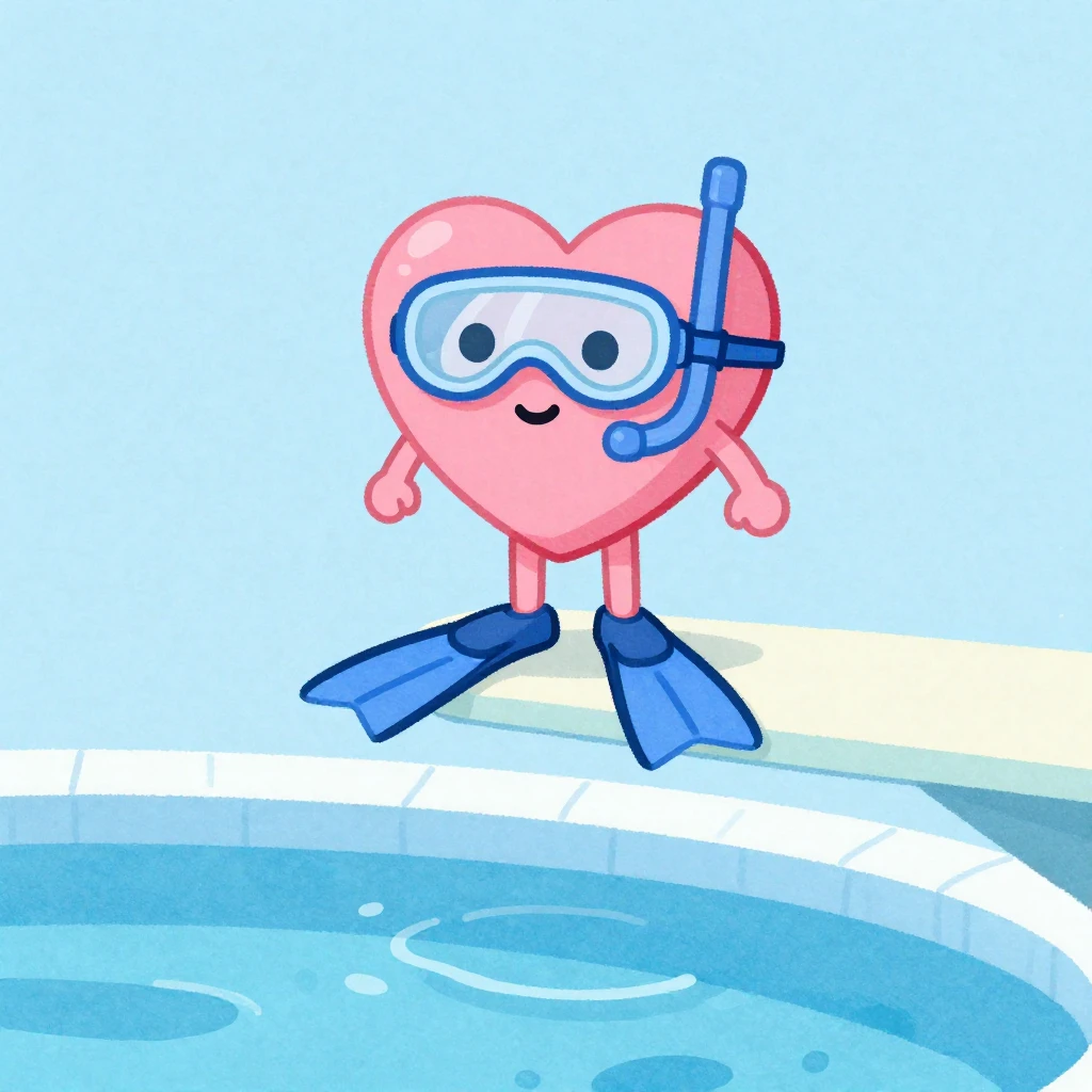 A whimsical illustration in watercolor style of a heart char...