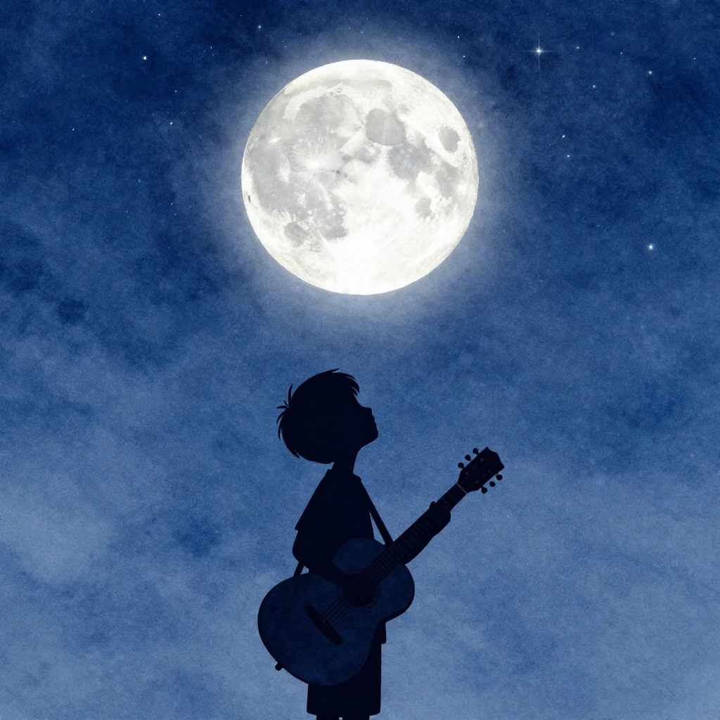 Watercolor style, minimalist silhouette of a teenager holdin...