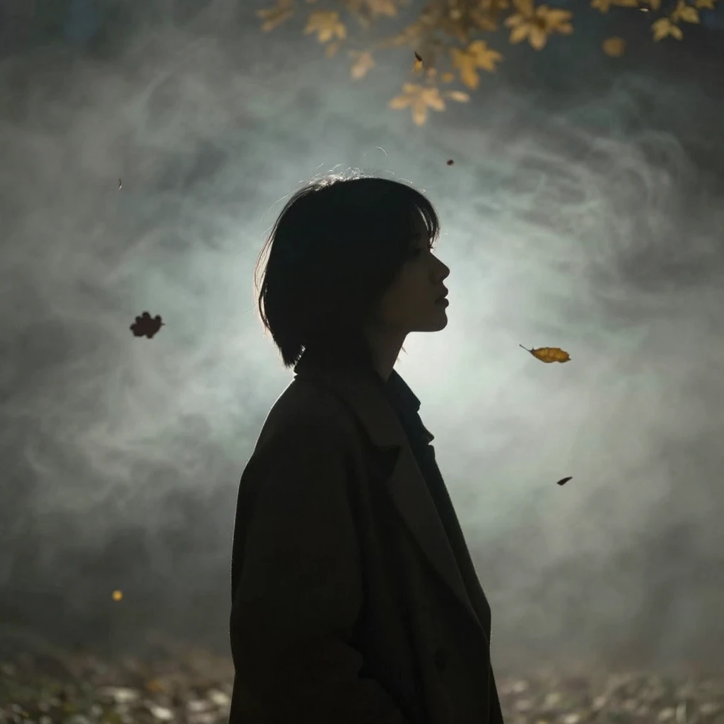 A subtle, melancholic silhouette of a person, perhaps lookin...