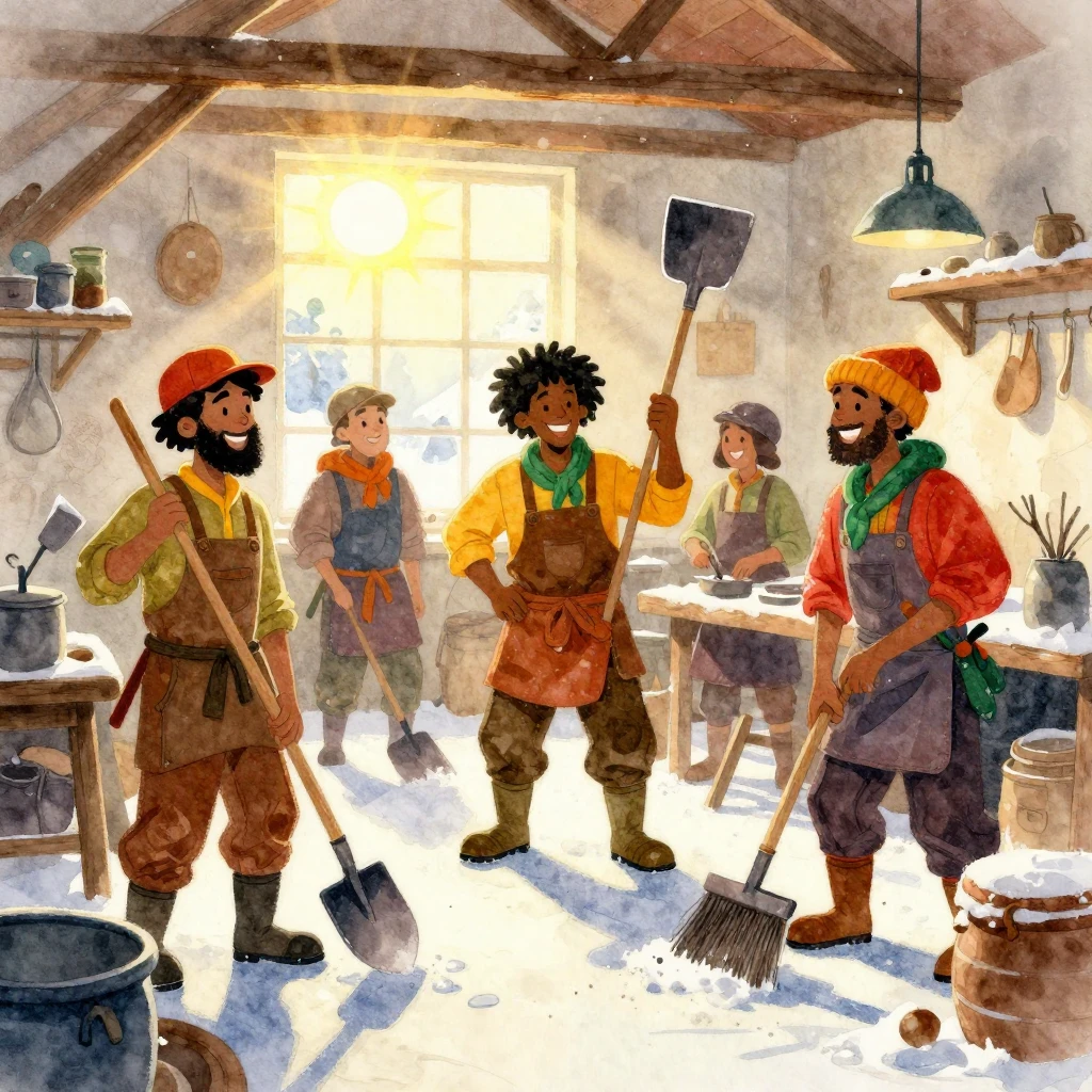 Vibrant watercolor illustration of a group of cheerful black...