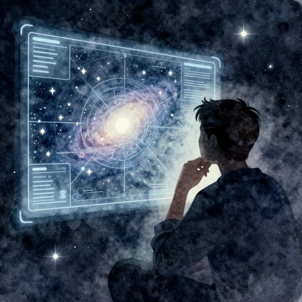 A watercolor illustration of a person's silhouette, deep in ...