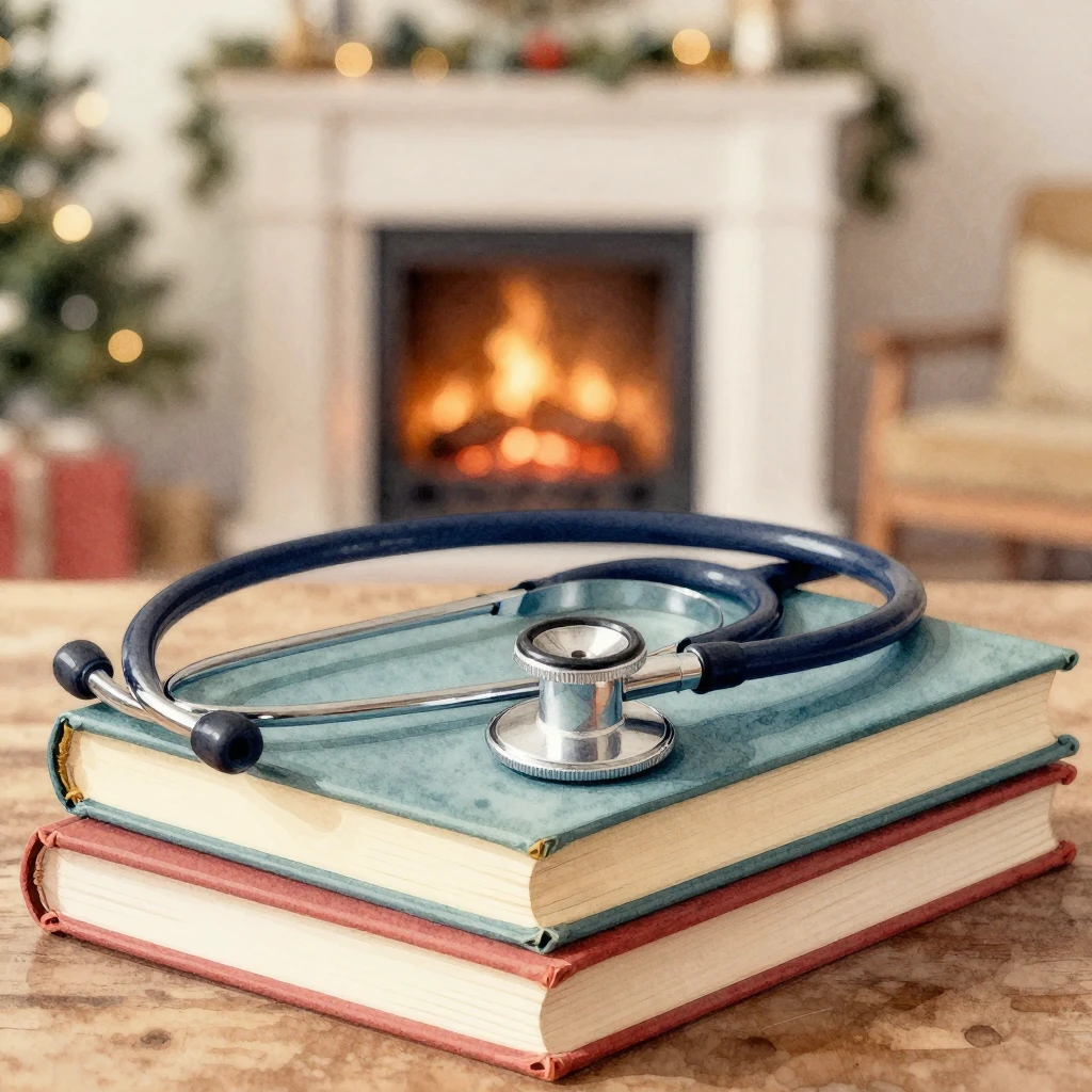 Watercolor style close-up of a medical stethoscope resting o...