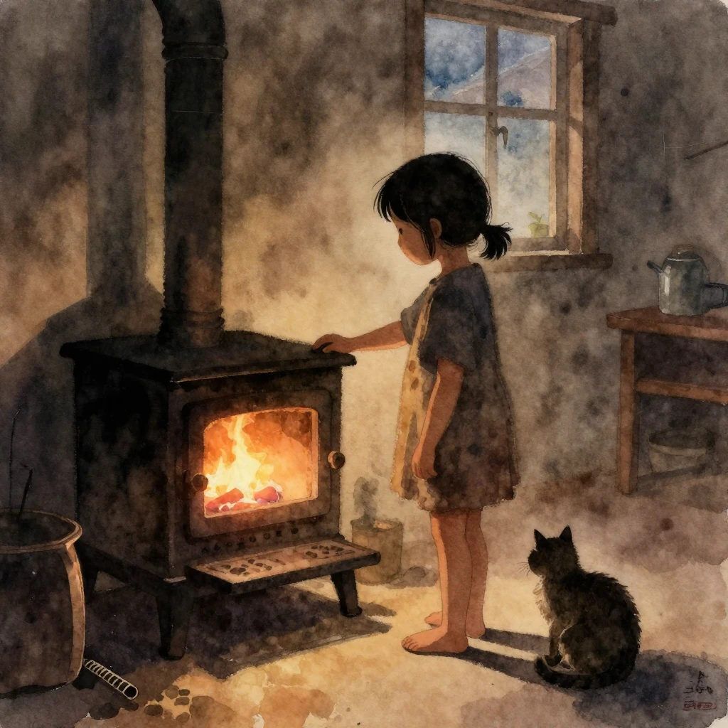 A watercolor painting of a small child's silhouette, about f...