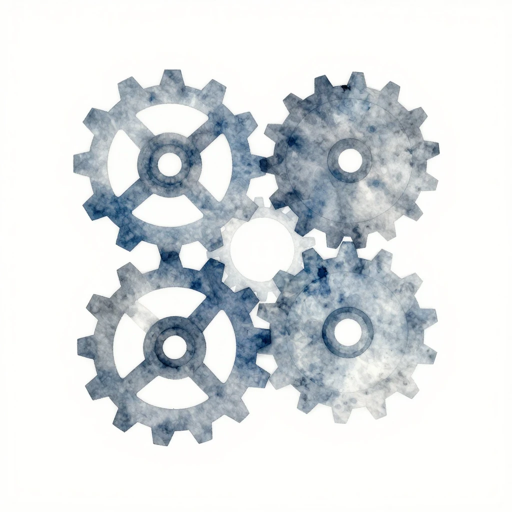Abstract art in professional blue and grey tones, interlocki...