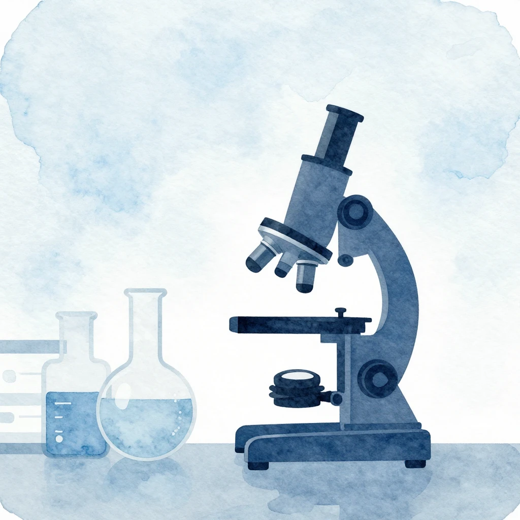 A watercolor background scene with minimalist laboratory gla...